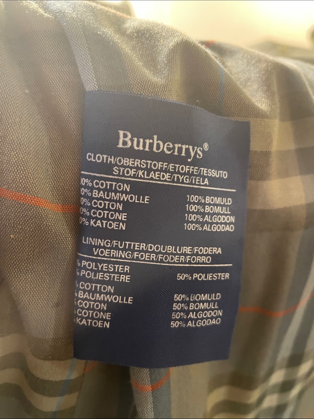 Burberrys’ Olive Double Breasted Trench Coat Signature Check Plaid Hem Vtg - Picture 11 of 16
